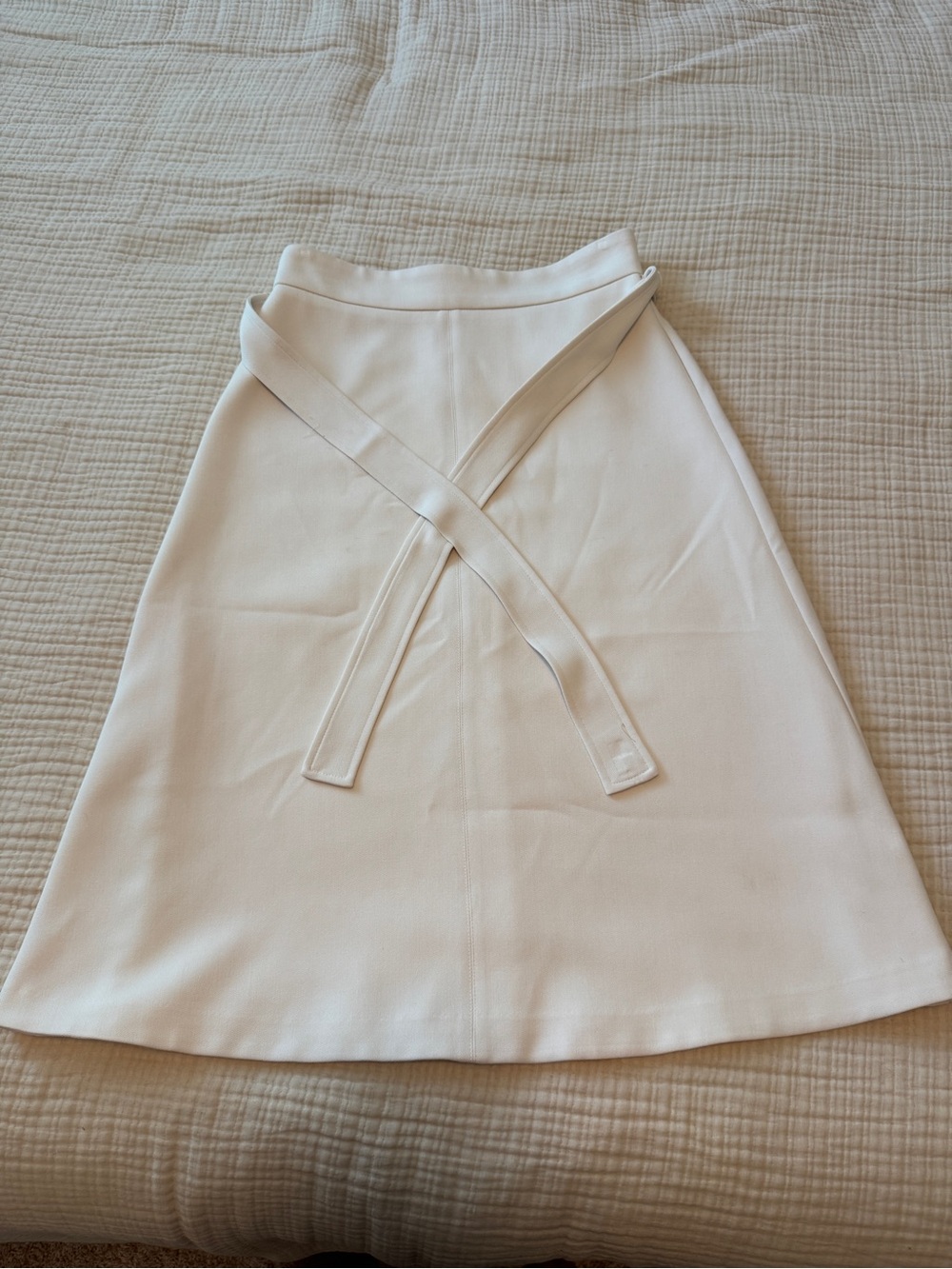 Ann Taylor Ivory A-Line Skirt with Crossed Front Ties